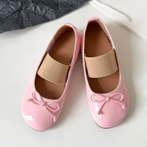 Women's Cute Sheepskin Round Toe Bow Ballet Flats