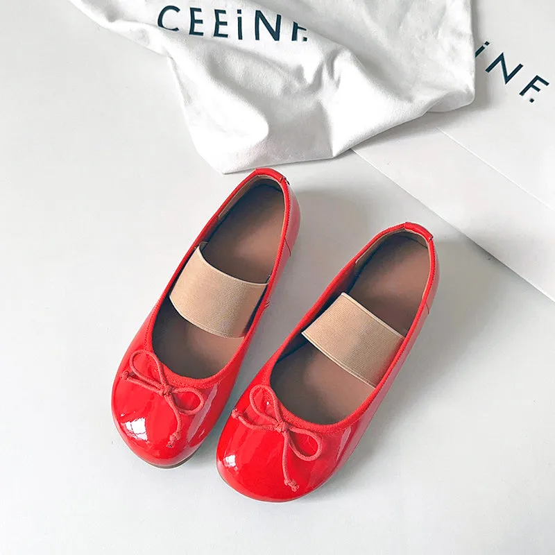 Women's Cute Sheepskin Round Toe Bow Ballet Flats