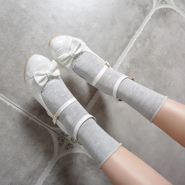 Women's Mary Jane Bow High Heels Platform Pumps