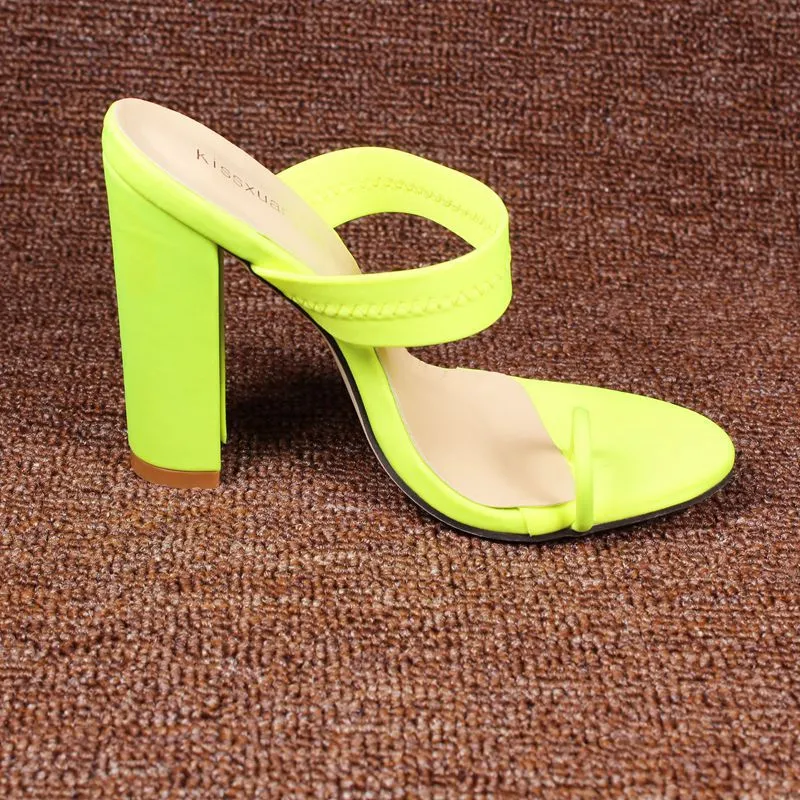 Women's Sandals and Slippers Spring and Summer Simple Set Toe Thick Super High Heels Large Size