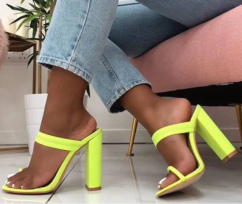 Women's Sandals and Slippers Spring and Summer Simple Set Toe Thick Super High Heels Large Size