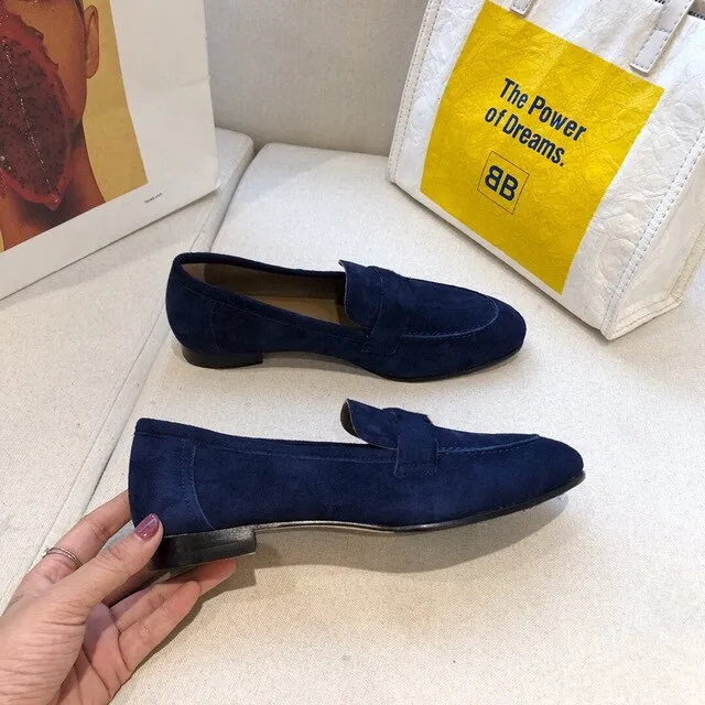 Women's Shoes Genuine Leather Flats Shoes For Woman Slip On Casual Shoes Top Quality Ins Fashion Shoes 34-41
