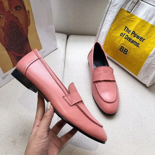 Women's Shoes Genuine Leather Flats Shoes For Woman Slip On Casual Shoes Top Quality Ins Fashion Shoes 34-41
