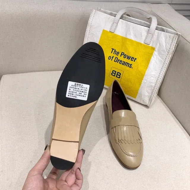 Women's Shoes Genuine Leather Flats Shoes For Woman Slip On Casual Shoes Top Quality Ins Fashion Shoes 34-41