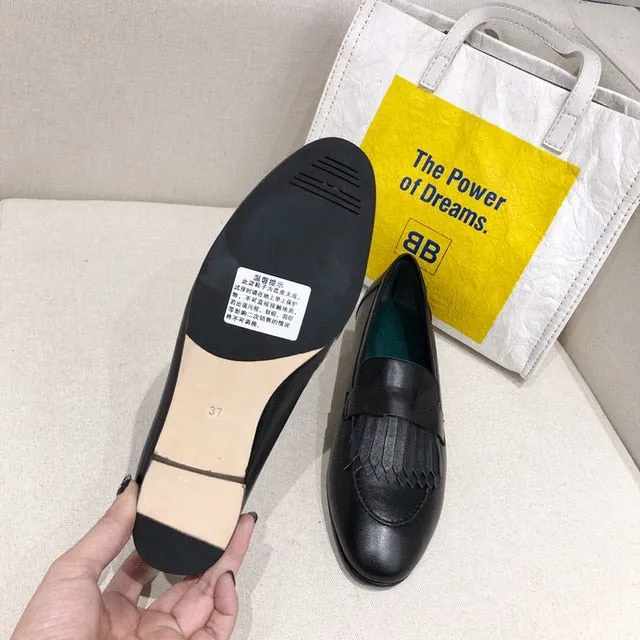 Women's Shoes Genuine Leather Flats Shoes For Woman Slip On Casual Shoes Top Quality Ins Fashion Shoes 34-41