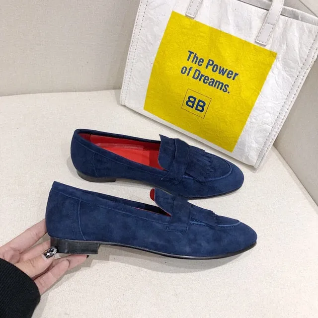 Women's Shoes Genuine Leather Flats Shoes For Woman Slip On Casual Shoes Top Quality Ins Fashion Shoes 34-41