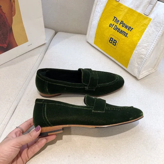 Women's Shoes Genuine Leather Flats Shoes For Woman Slip On Casual Shoes Top Quality Ins Fashion Shoes 34-41