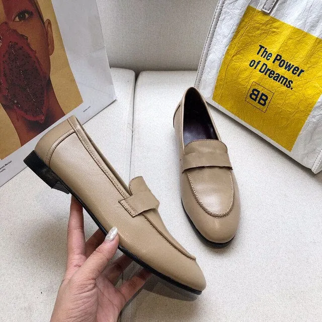 Women's Shoes Genuine Leather Flats Shoes For Woman Slip On Casual Shoes Top Quality Ins Fashion Shoes 34-41
