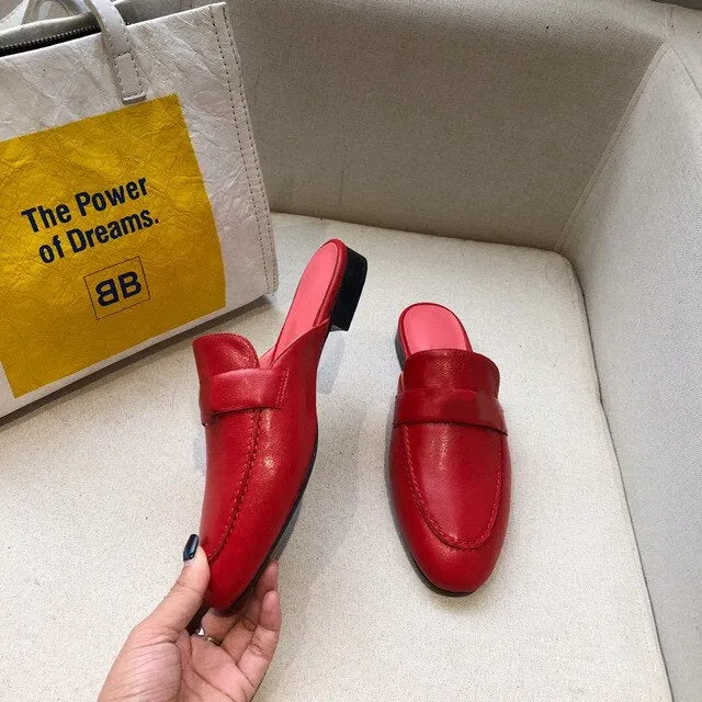 Women's Shoes Genuine Leather Flats Shoes For Woman Slip On Casual Shoes Top Quality Ins Fashion Shoes 34-41