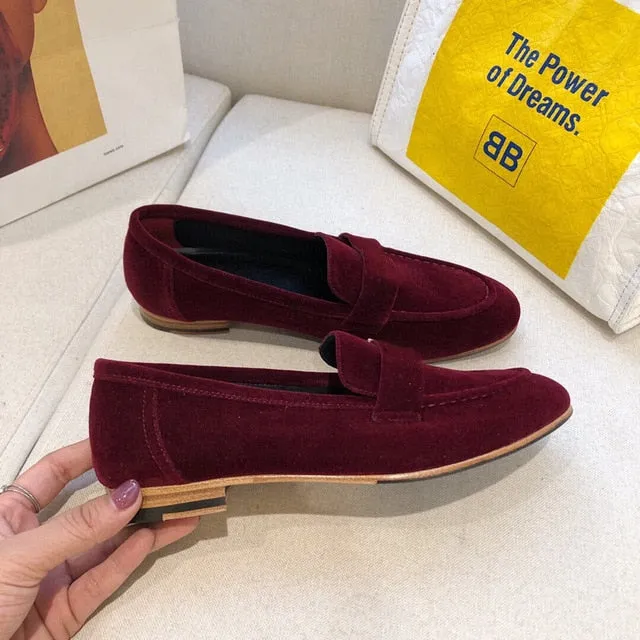 Women's Shoes Genuine Leather Flats Shoes For Woman Slip On Casual Shoes Top Quality Ins Fashion Shoes 34-41