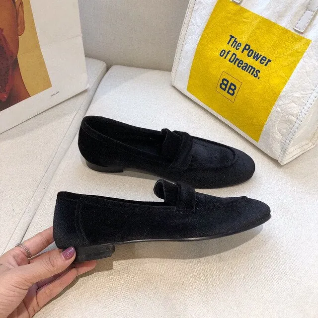 Women's Shoes Genuine Leather Flats Shoes For Woman Slip On Casual Shoes Top Quality Ins Fashion Shoes 34-41