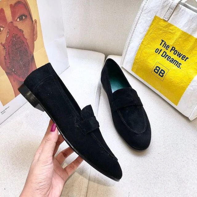 Women's Shoes Genuine Leather Flats Shoes For Woman Slip On Casual Shoes Top Quality Ins Fashion Shoes 34-41
