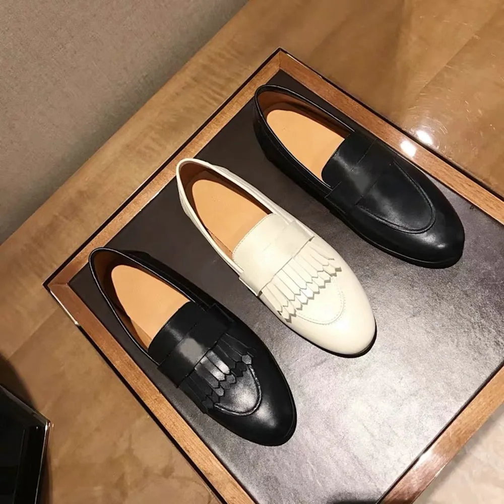 Women's Shoes Genuine Leather Flats Shoes For Woman Slip On Casual Shoes Top Quality Ins Fashion Shoes 34-41