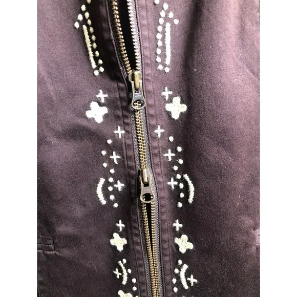 Women's XL David Brooks Lightweight Brown 2-way Zip Jacket w/Embroidery