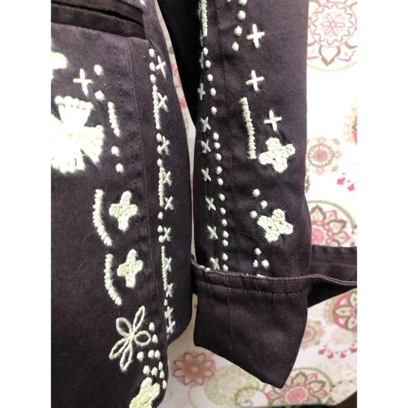 Women's XL David Brooks Lightweight Brown 2-way Zip Jacket w/Embroidery