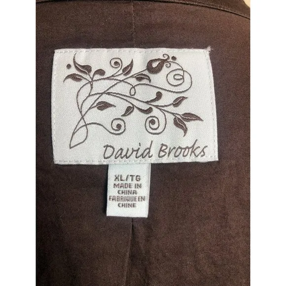 Women's XL David Brooks Lightweight Brown 2-way Zip Jacket w/Embroidery