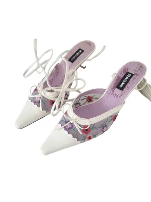 Y2k Coquette white kitten heels shoes