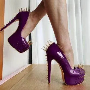 Your Shiny Clothes Gold Riveted Platform Pumps